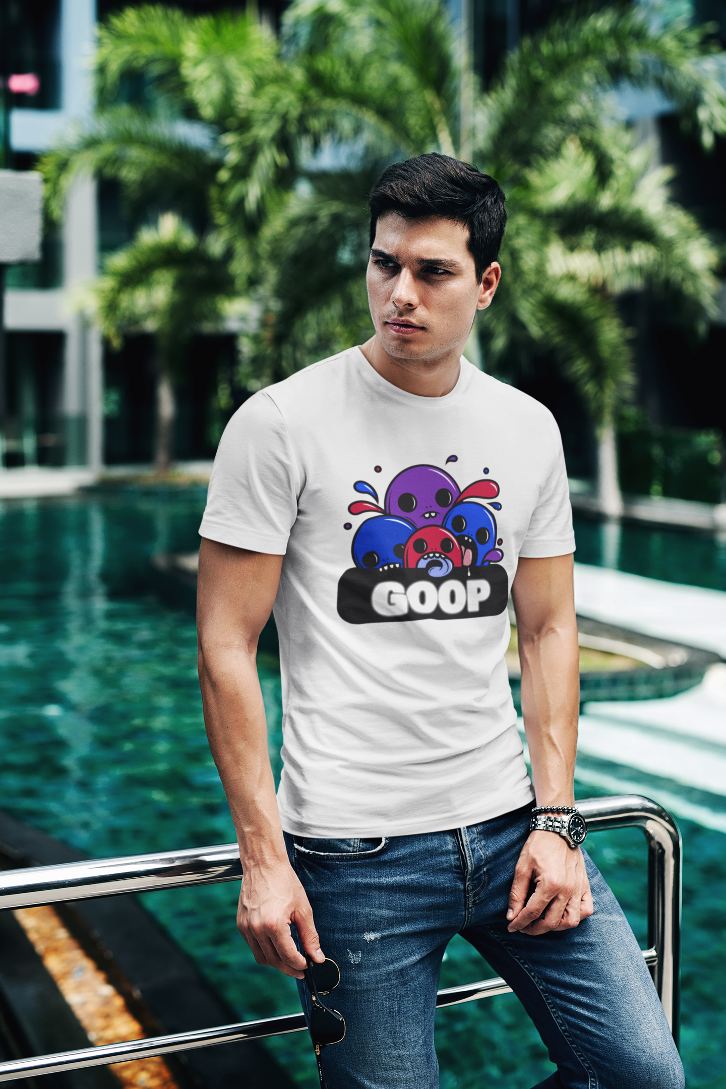 Funny GOOP Designs Branded Company Logo Unisex Garment-Dyed T-shirt for Creative Spirits