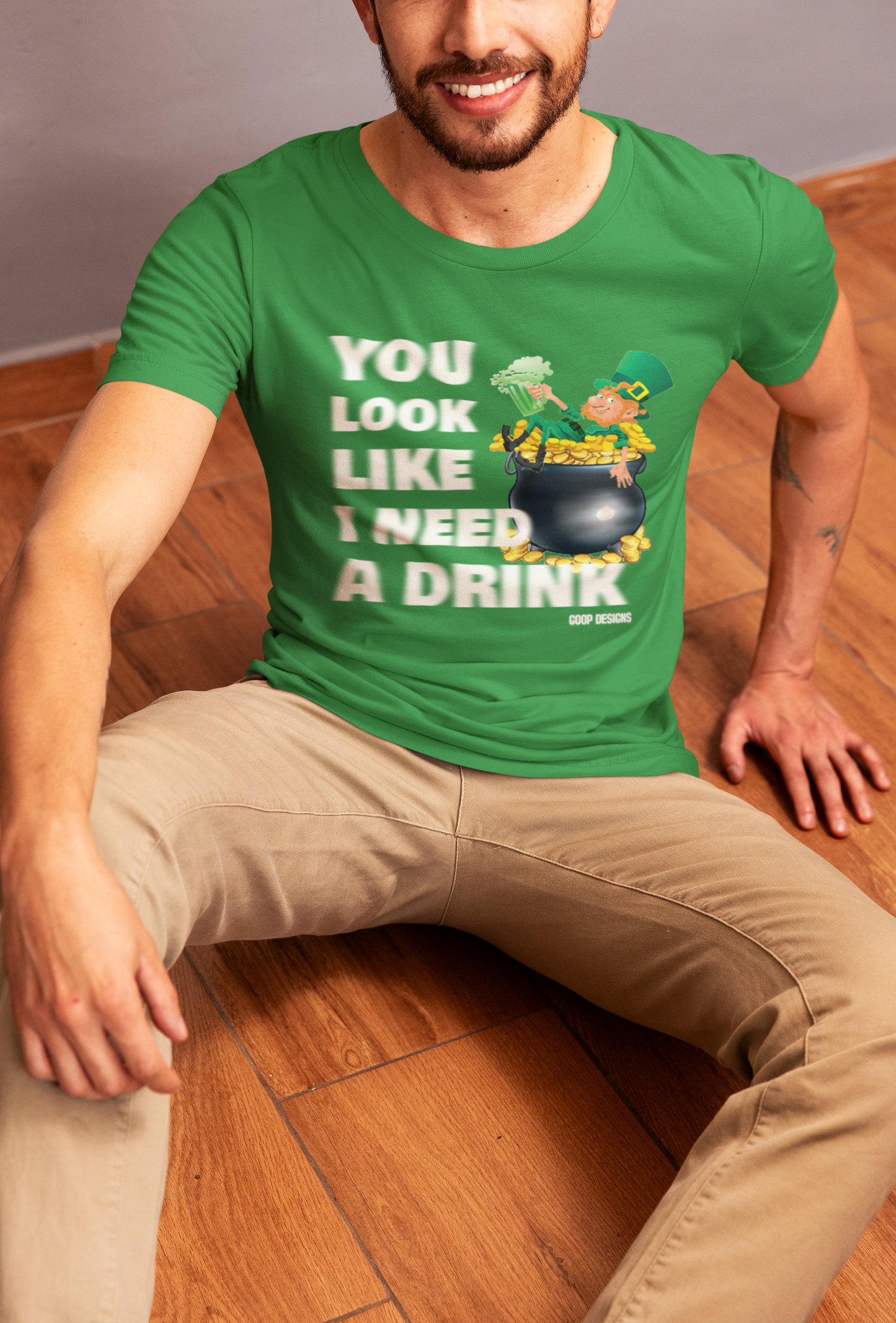 Blurry Font Lucky Gold Cauldron Unisex Garment-Dyed T-Shirt for St. Patrick's Day