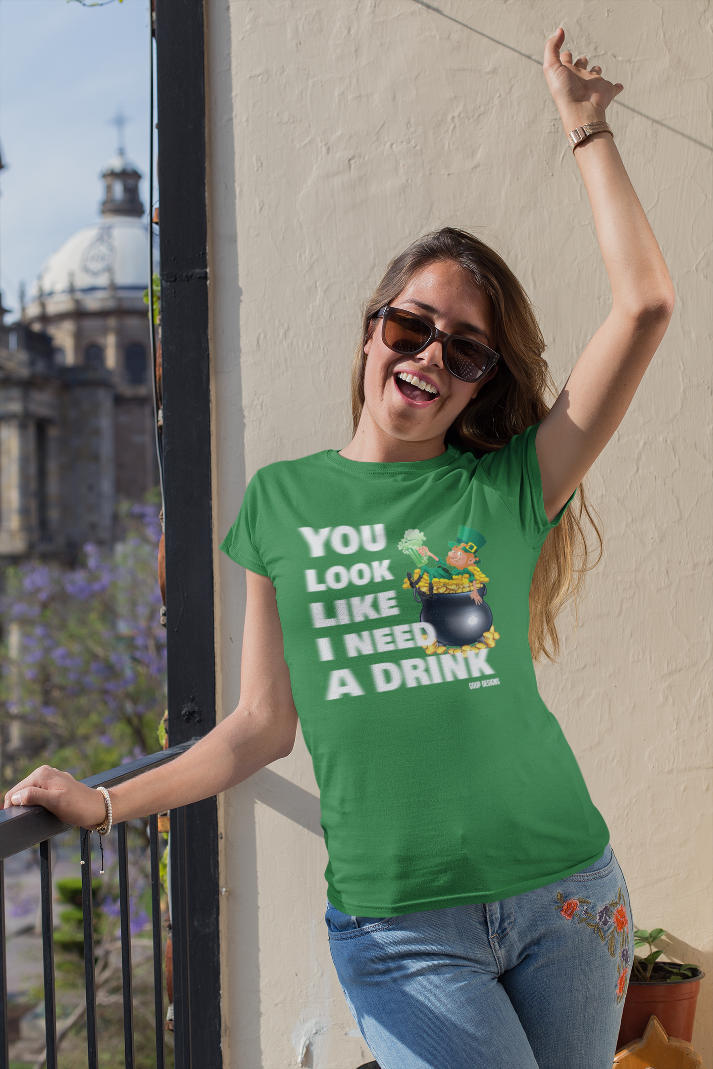 Blurry Font Lucky Gold Cauldron Unisex Garment-Dyed T-Shirt for St. Patrick's Day